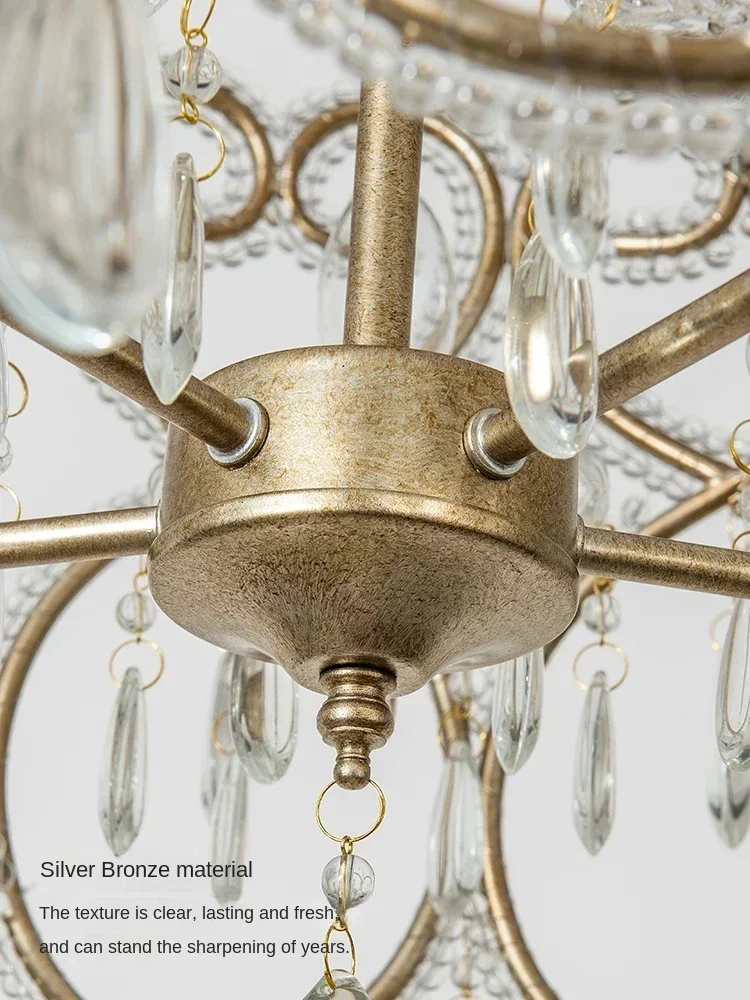 

RomanticHeart Shaped French Crystal Ceiling Light Princess Bedroom Pendant Lamp American Chandelier for Dining Living Room Decor