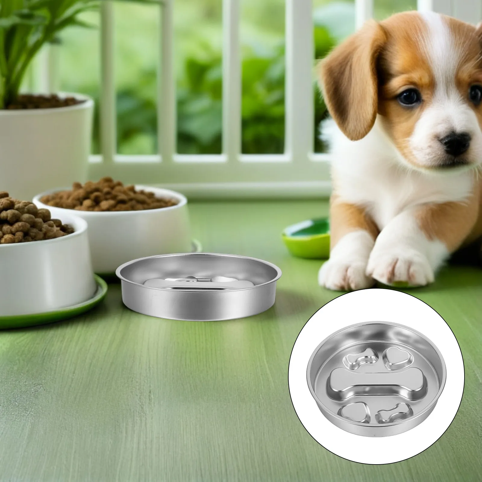 Dog Slow Feeder Bowl Stainless Steel Metal Non-Slip Lick Plate Slow Eating Puzzle Food Bowl for Puppies Adult Dogs Dental Health
