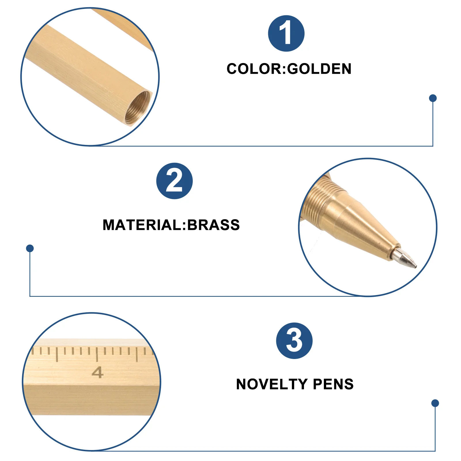 

Hexagonal Brass Pen Vintage Style Smooth Writing Gel Pen with Scale for Precise Measurements Practical Pens