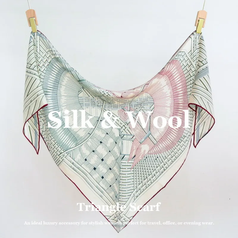 

Роскошный шелково-шерстяной треугольный платок 190 см с принтом лошади, большая шаль для женщин, мягкая пашмина, дышащие шелковые аксессуары