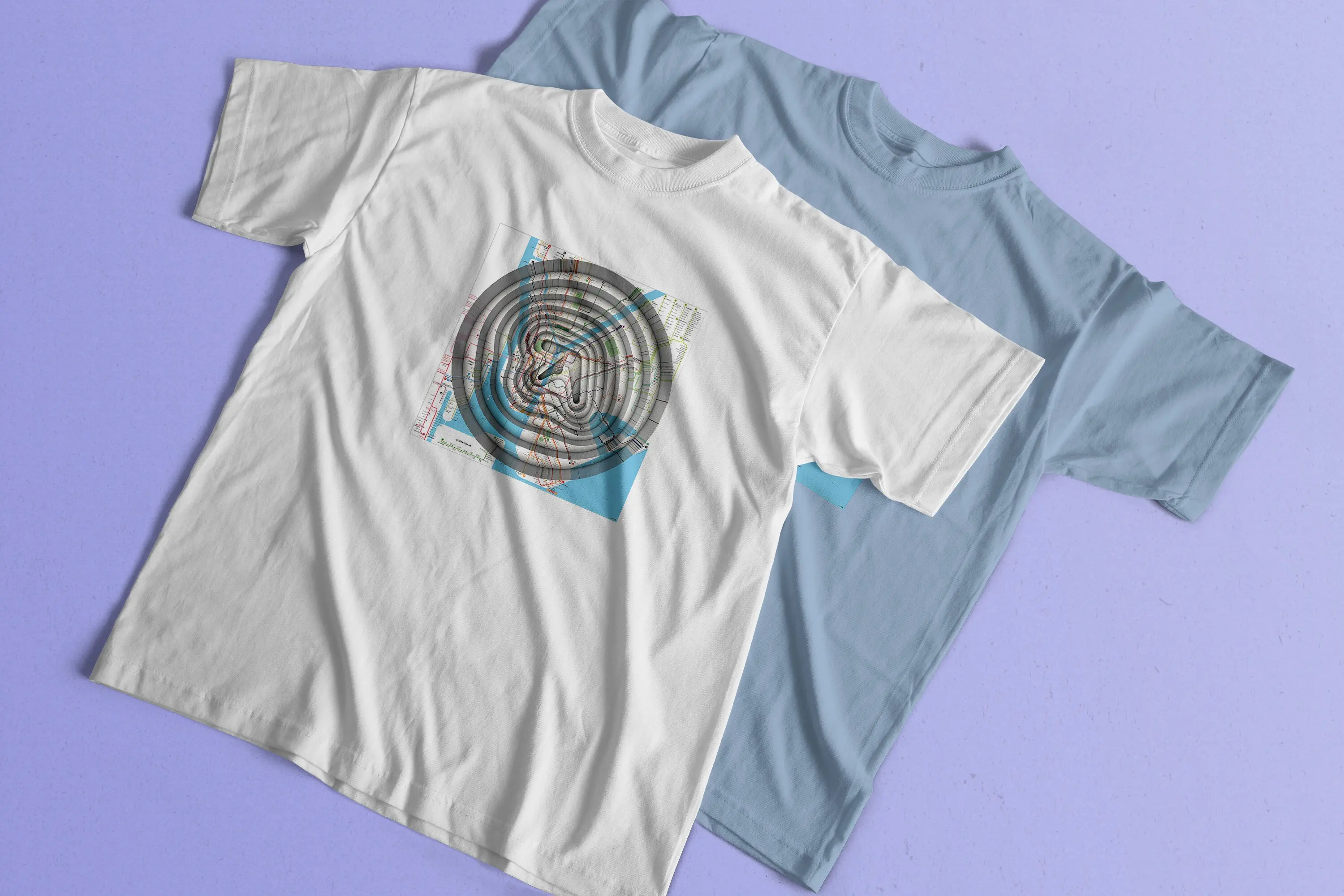 Двойная футболка Aphex, дизайн карты Нью-Йорка, тяжелый хлопок