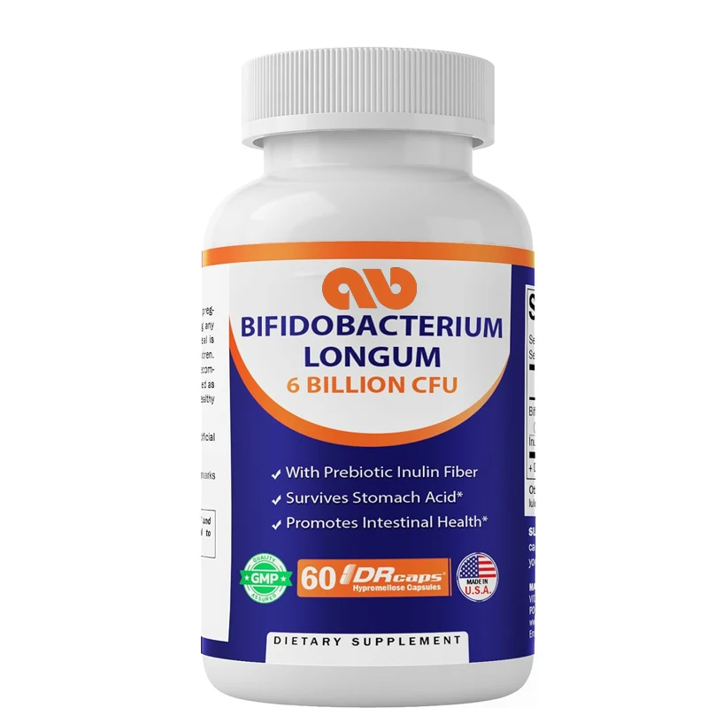 Vitamin Bifidobacterium Longum 6 billion CFU per DR capsule - promotes intestinal health - made from prebiotic inulin fiber