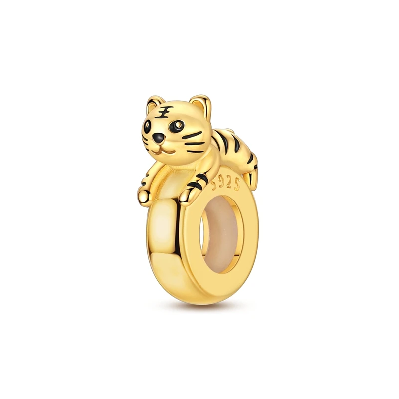 Goldfarbener, funkelnder Zirkon-Schmetterlings-Anhänger mit Clip-Sicherheitskette, passend für original 925er Sterlingsilber-Schmuck – Geschenk