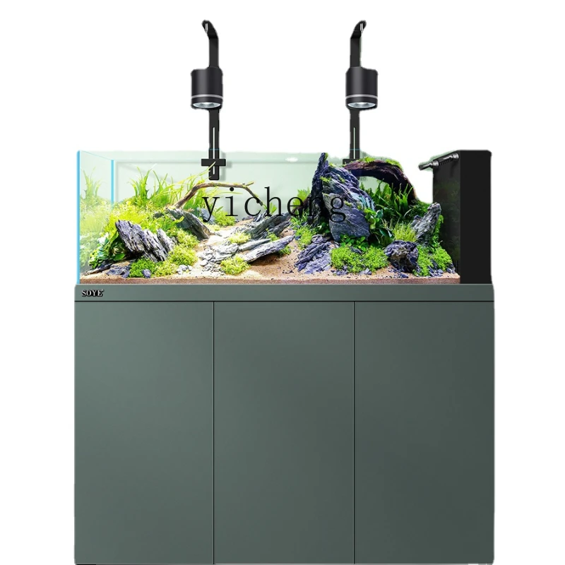 

Zk Fish Tank Living Room Landscape Aquatic Plants Ecological Stream Tank Large Super White Bottom Filter Aquarium