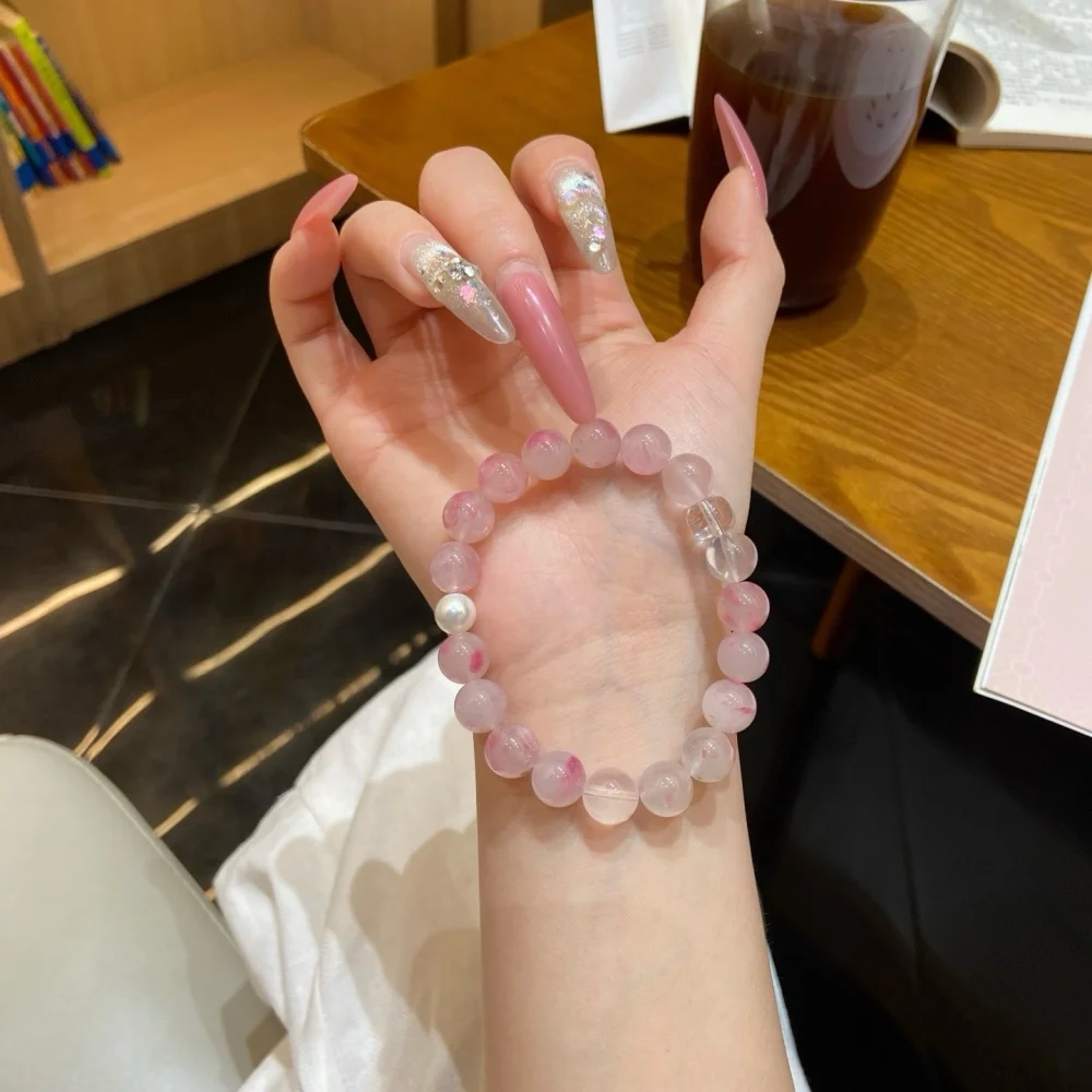 10mm天然ロードナイトとローズクォーツの多様なビーズブレスレット、女性用ヒーリングクリスタルジェムストーンストランド、恋人へのジュエリーギフト