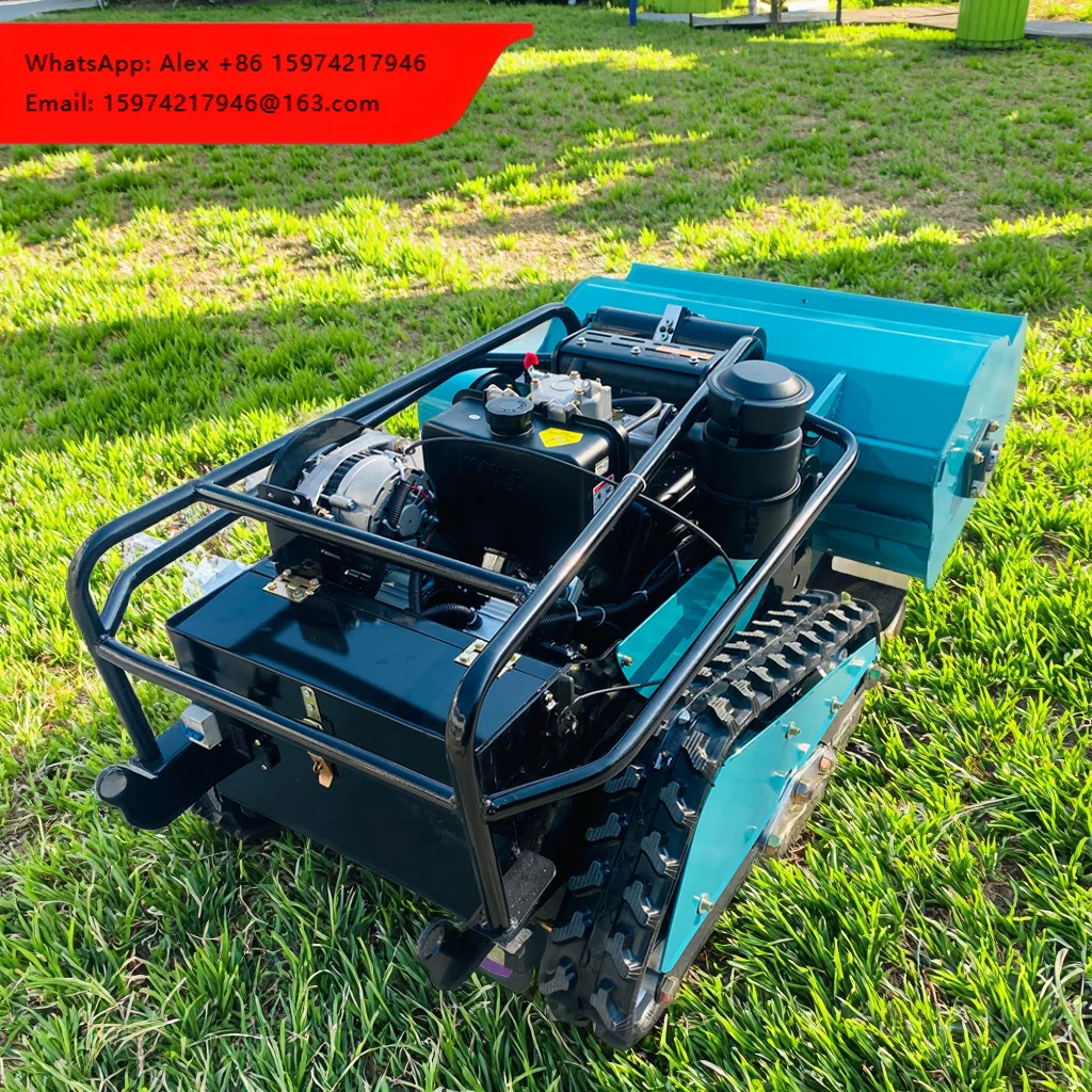 Battery Remote Control Slope Tracked Self Propelled Petrol Gas China Diesel Remote Crawler Robot Lawn Mower