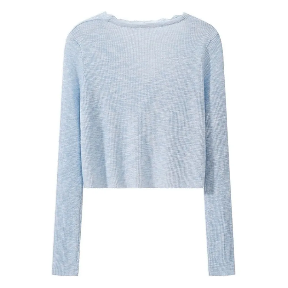 

Fashion V-Neck Knitted Cardigan Lace-up Long Sleeve Outwear Casual Thin Sun-Proof Tops Women
