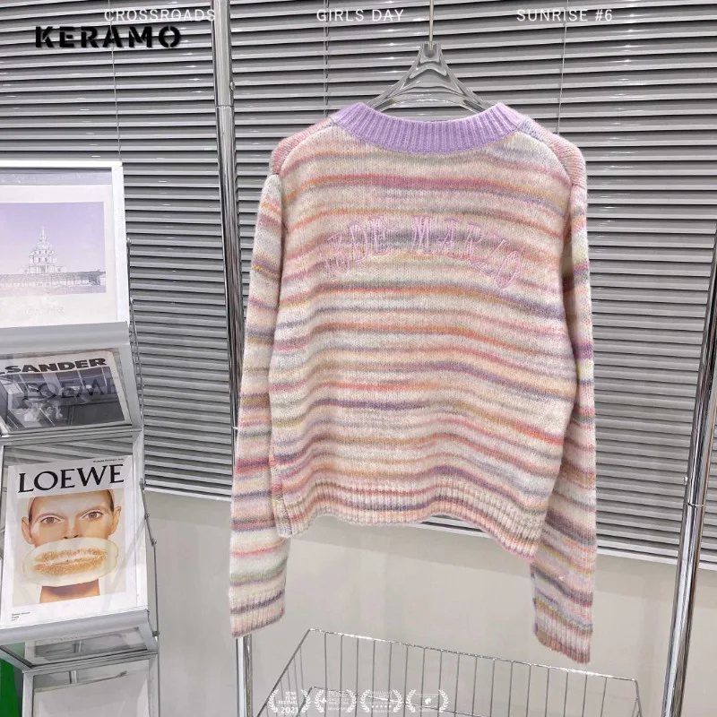 2023 autunno inverno Vintage scollo a v maglia cardigan manica lunga donna dolce 3D coniglio decorazione monopetto signore maglione