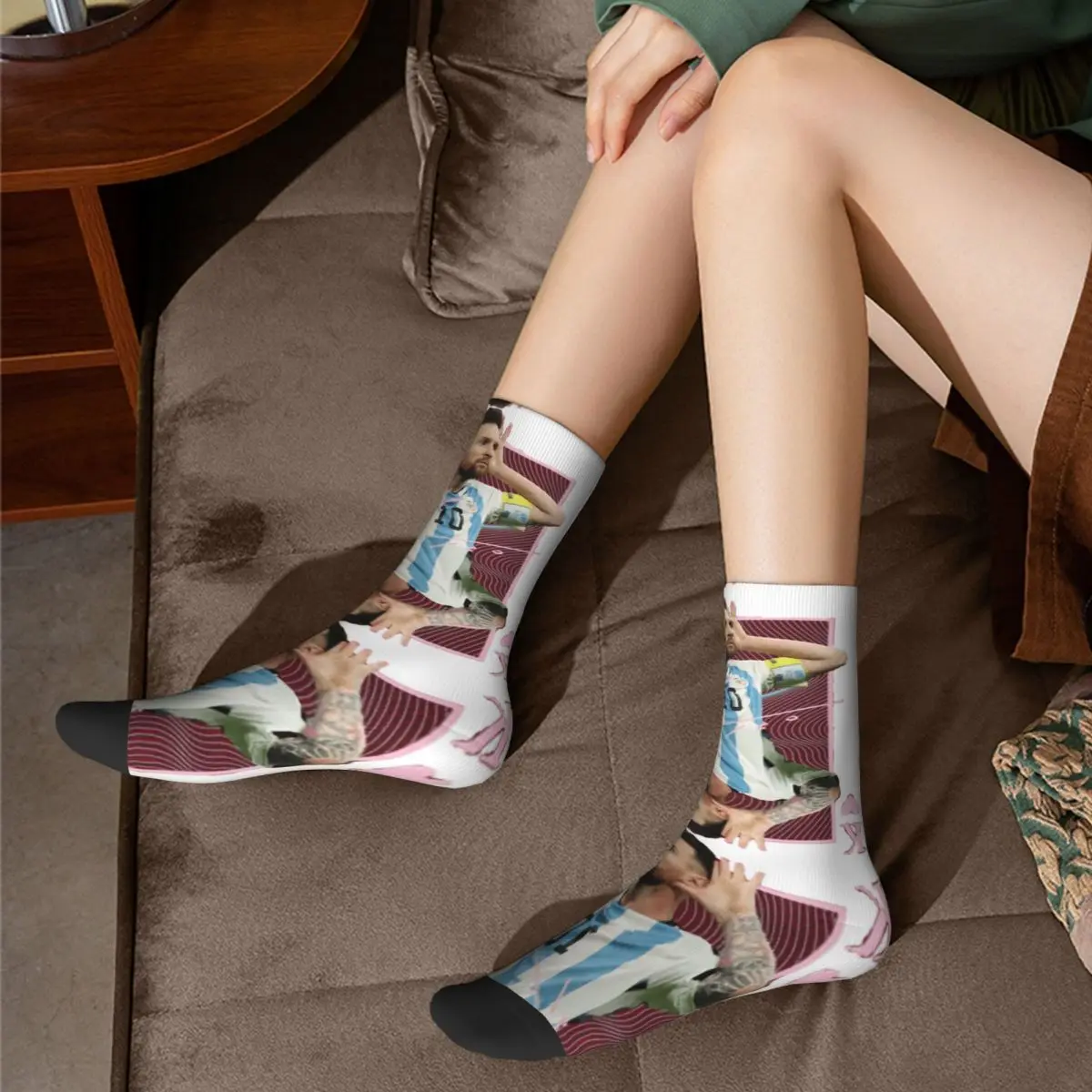 CELEBRATION Lionel And Andrᄅs And Messi And Argentina No.10 GOAT Caricature 10 Classic Knapsack Funny Elastic Socks
