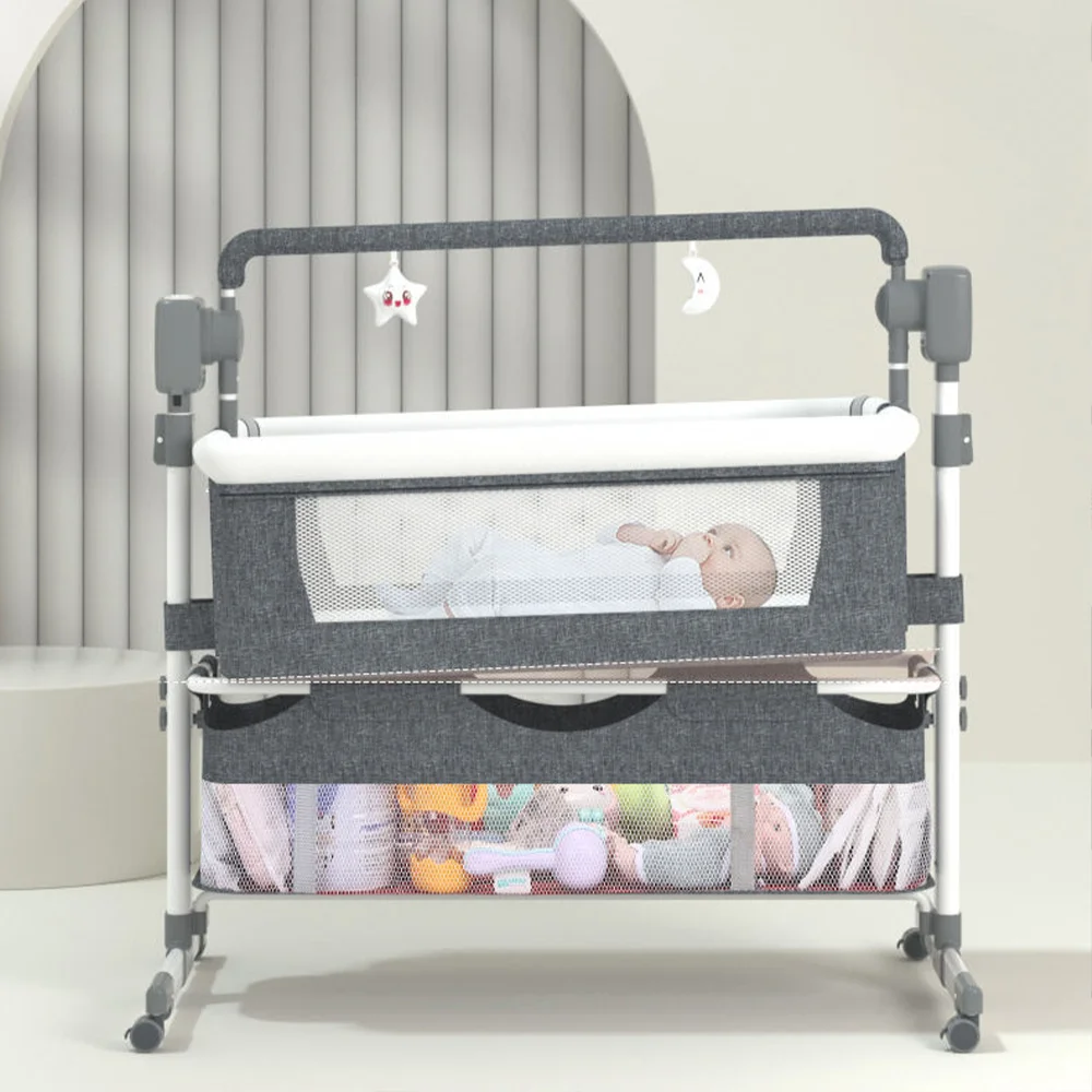 Luxury Foldable Adjustable Height Portable Modern Cosleep Automatic Swing Kid Cradle Bed Electric New Born Bassinet Baby Crib