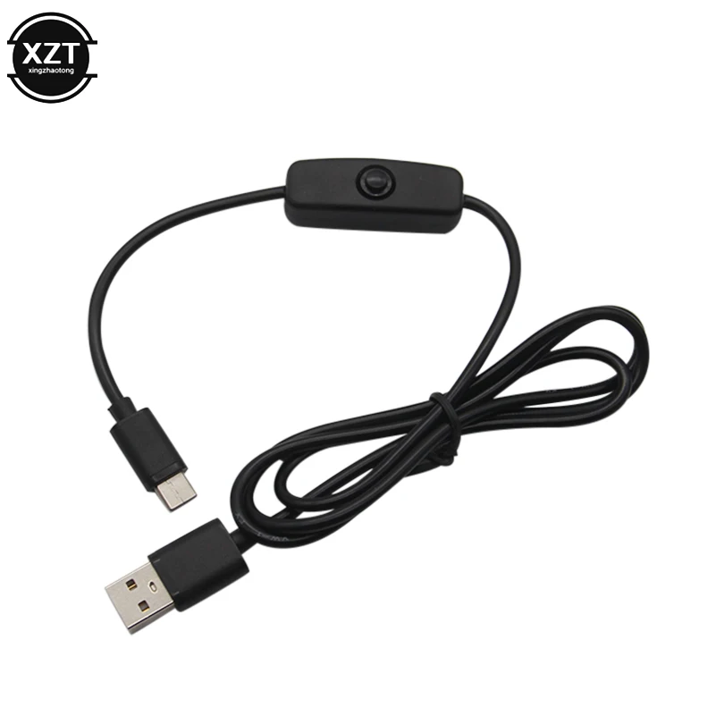 Cable de alimentación tipo C para Raspberry Pi 4, Cable de carga USB con interruptor de botón de encendido/apagado, 5V, 3A, para RPI 4, modelo B, RPI 4B