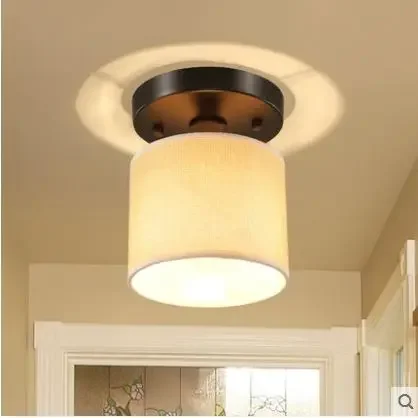 

Small American ceiling lamp balcony corridor aisle porch round ceiling lamp simple LED fabric lighting