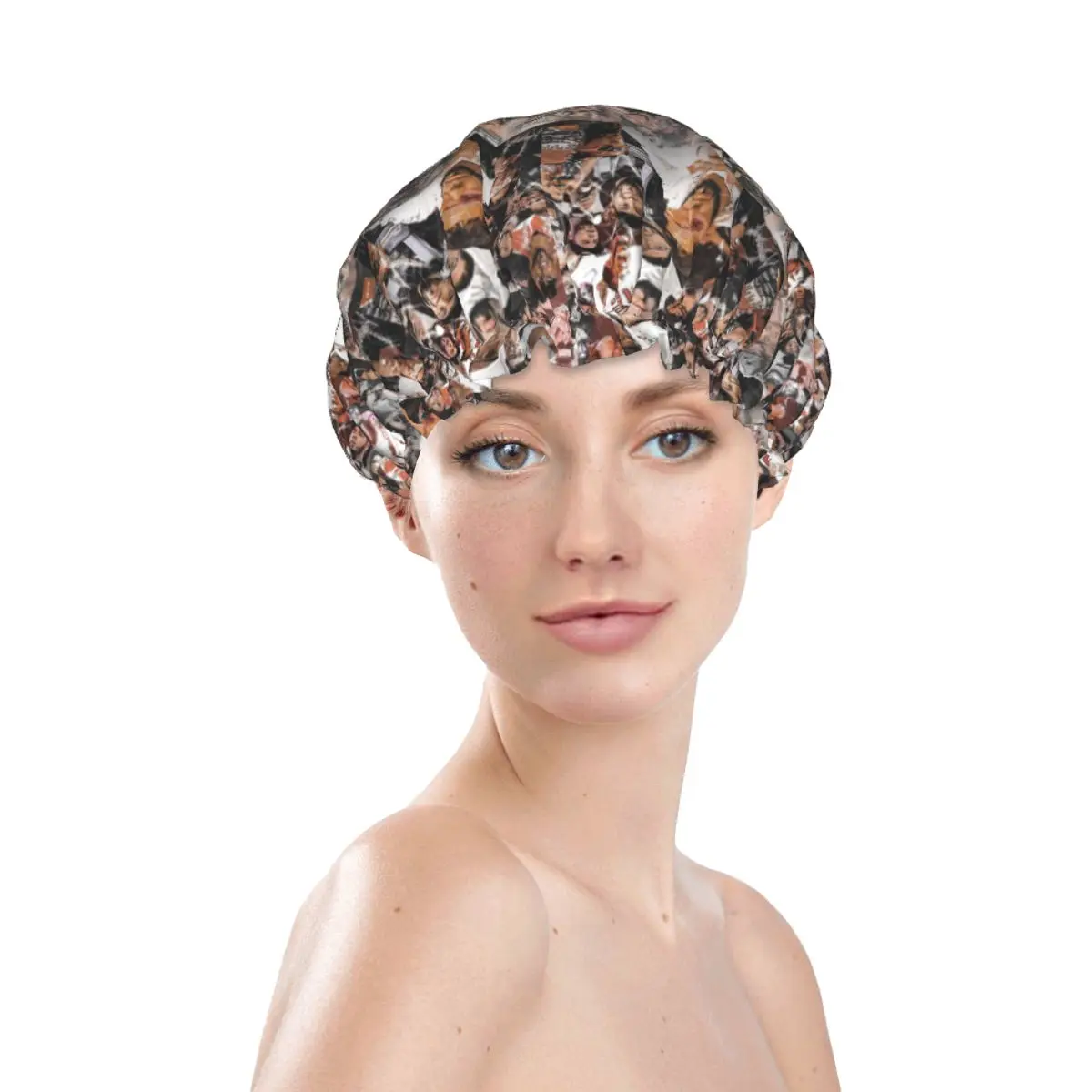 Latin Urban Music Anuel AA Shower Cap Women Waterproof Double Layer Bath Caps for Long Hair