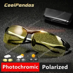 CoolPandas Aluminum Magnesium Sunglasses Polarized Men Photochromic Day Night Safety Driving Sun Glasses Male Anti-Glare Lens