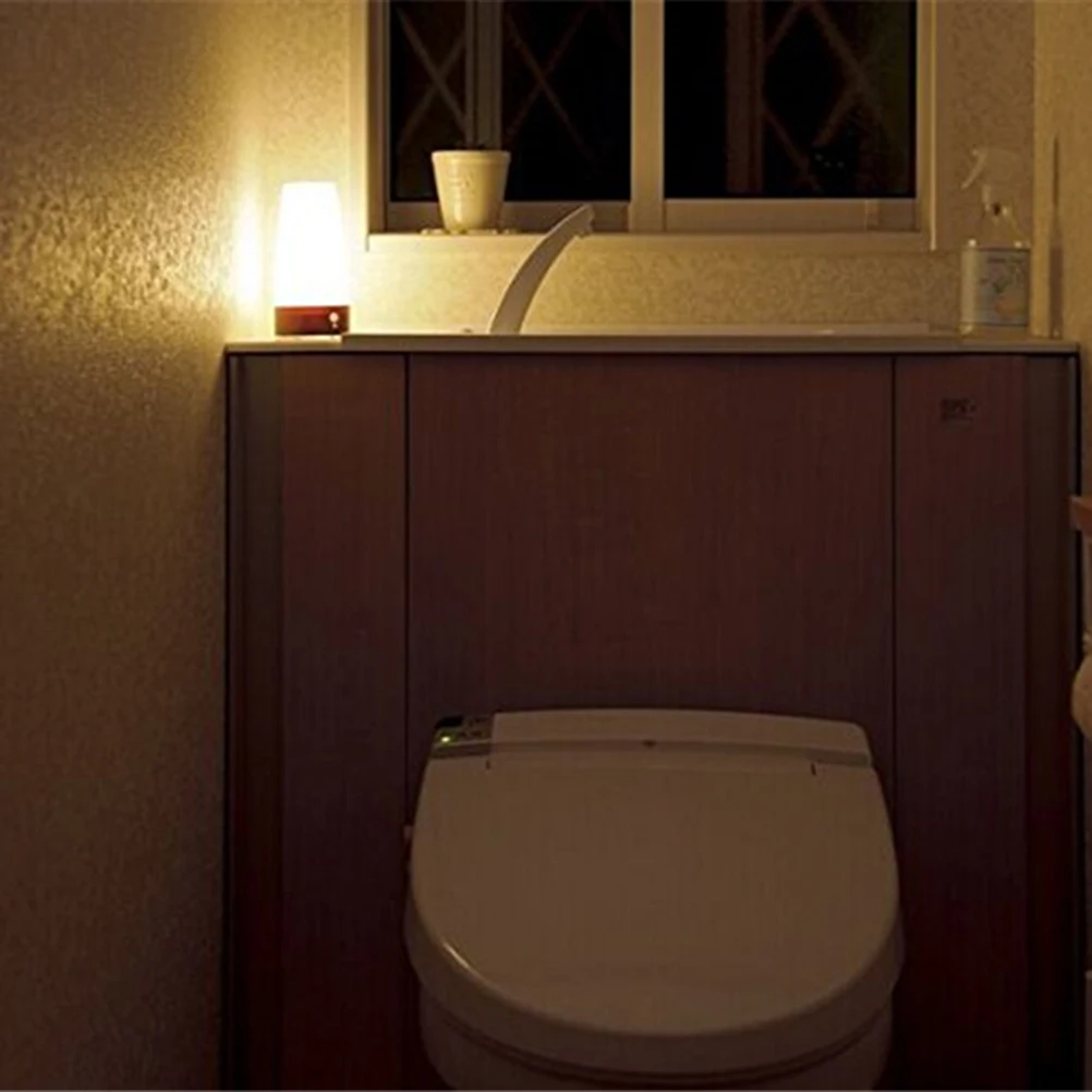 

Motion Sensor Table Lamp, Auto On Off Night Light For Stairs Hallway Closet, Red Bronze Led Warm White Light