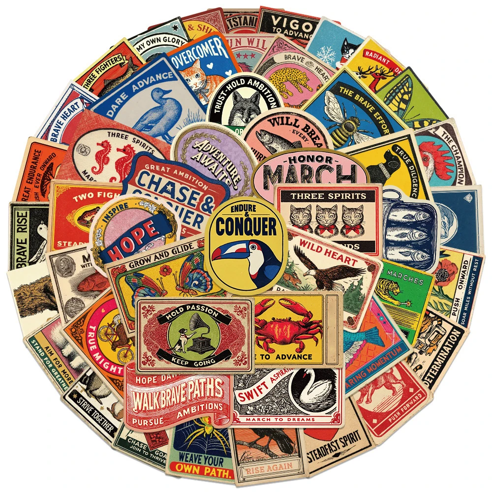 10/30/50pcs Retro American Style Animal Label Stickers Funny Creative Graffiti Decals Laptop Suitcase Phone Cartoon Sticker Pack