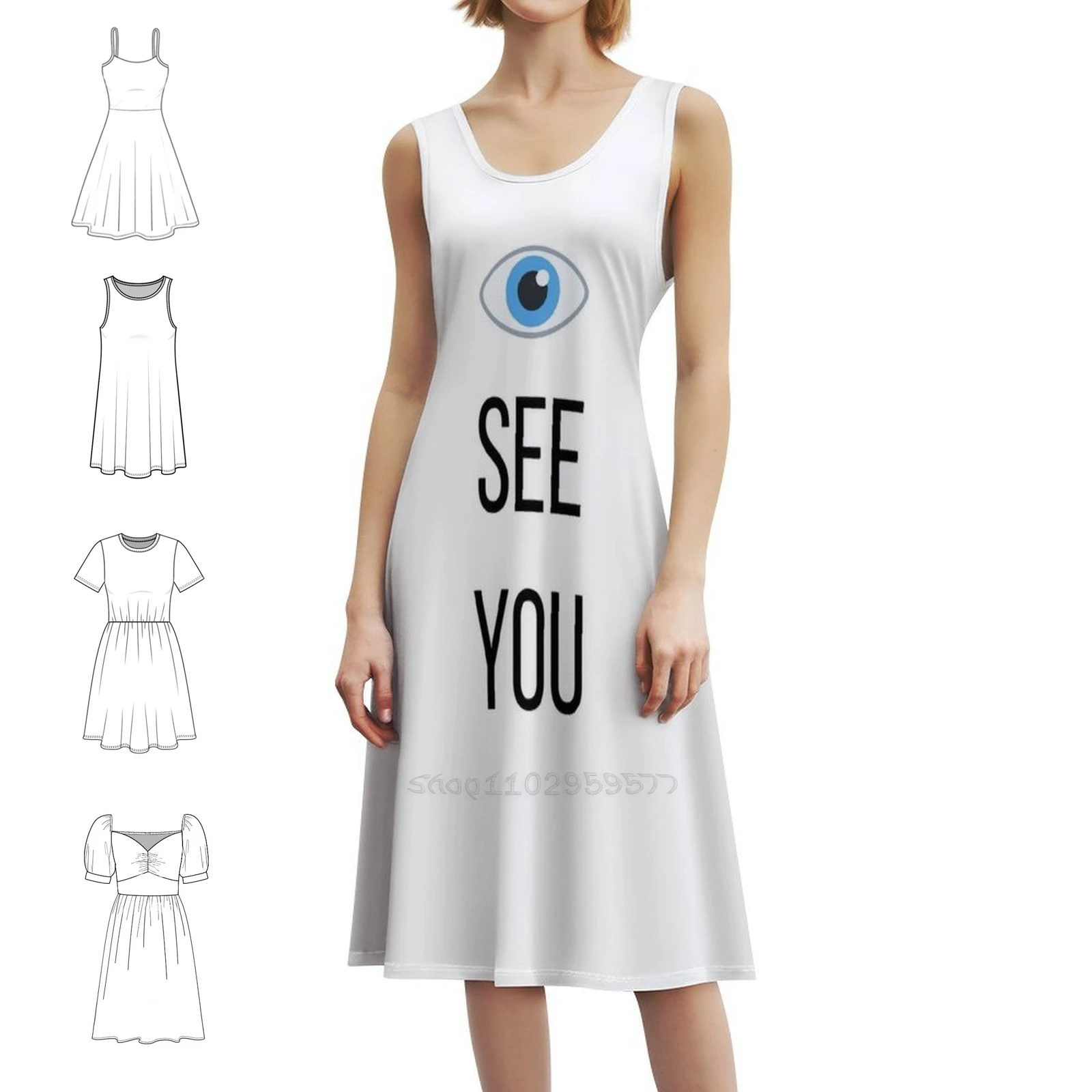 

Женское элегантное вечернее платье Eye See You, платье трапециевидной формы с короткими/длинными/опциями без рукавов, креативная инновация, крутые глаза