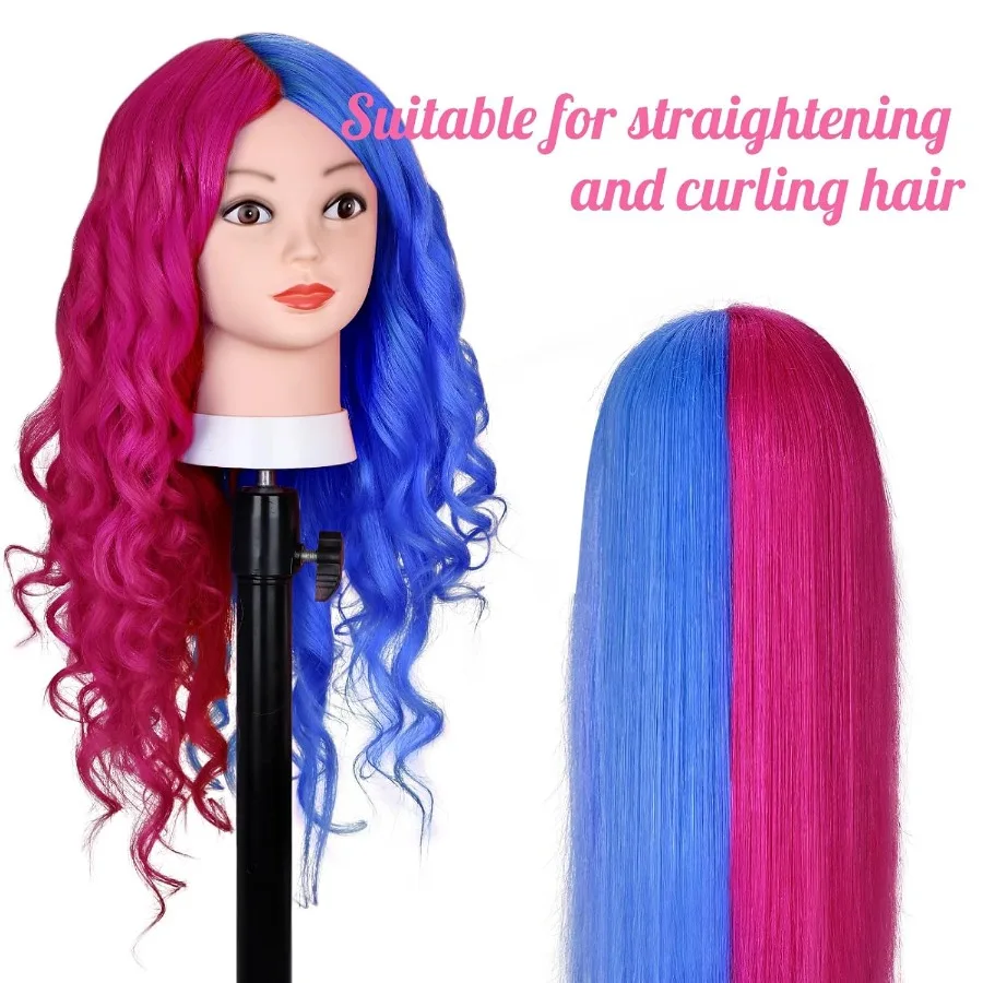 رأس عارضة أزياء مع 60 شعر بشري حقيقي لتدريب التجميل: 26 رأس دمية مع حامل طاولة مثالي لممارسة تصفيف الشعر