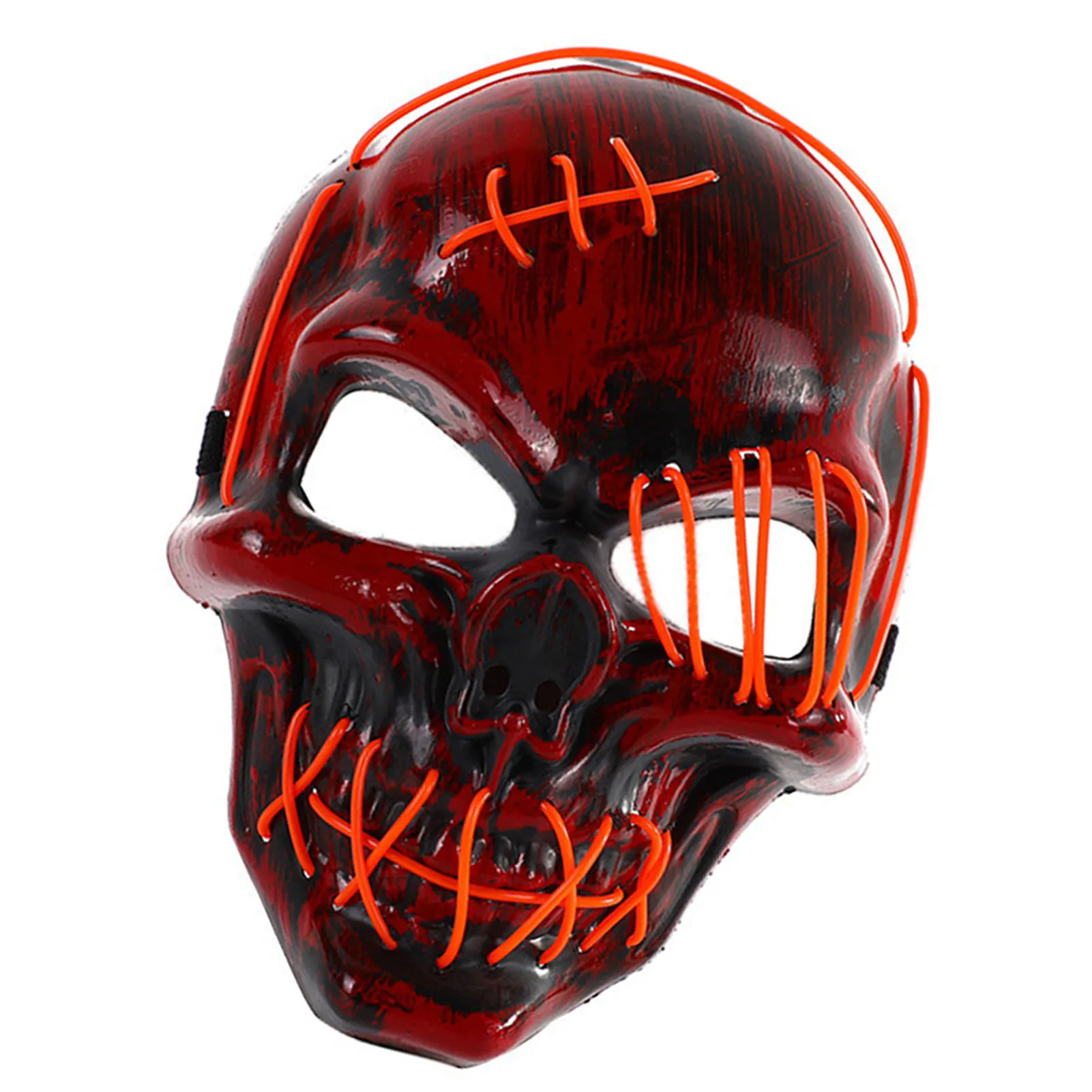 Halloween LED Luminous Mask Scar One Eyed Pirate Mask with Blood Terror Cold Light for Festival Cosplay Halloween Costume