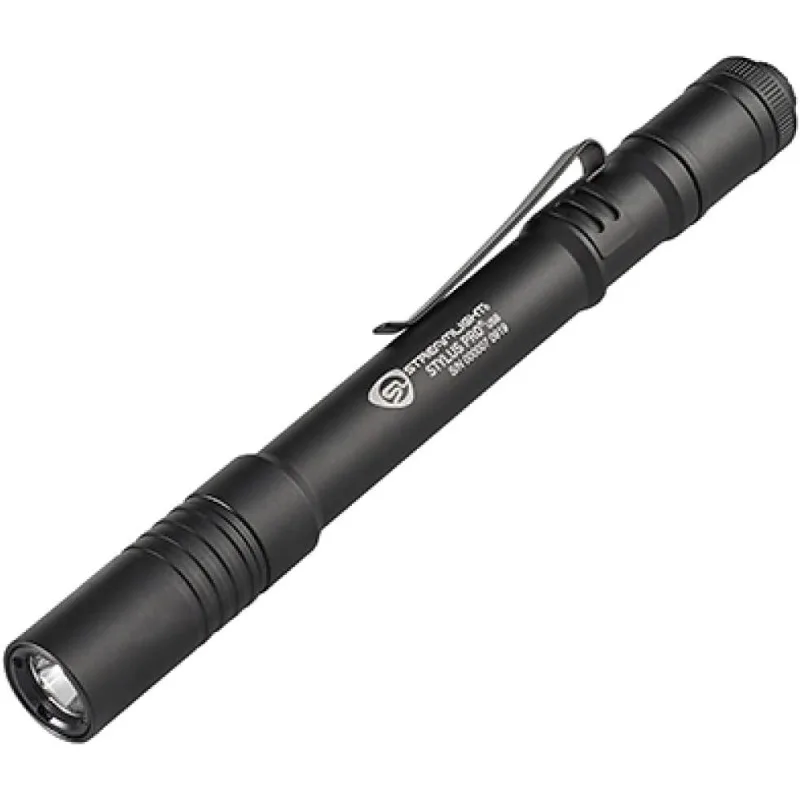 Streamlight 66134 Stylus Pro USB 350-Lumen ไฟฉายแบบชาร์จไฟได้พร้อมสาย USB และซองไนลอน, สีดํา