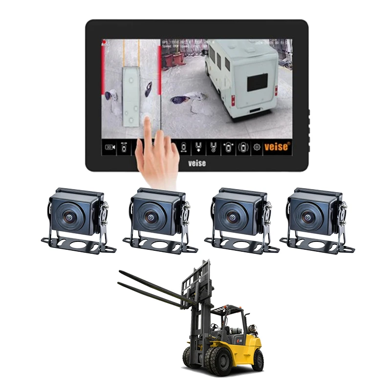 

All in One Monitor 360 Panoramic Bird View Camera AI Camera Backup Reverse Camera System for Vans Campers Truck Bus
