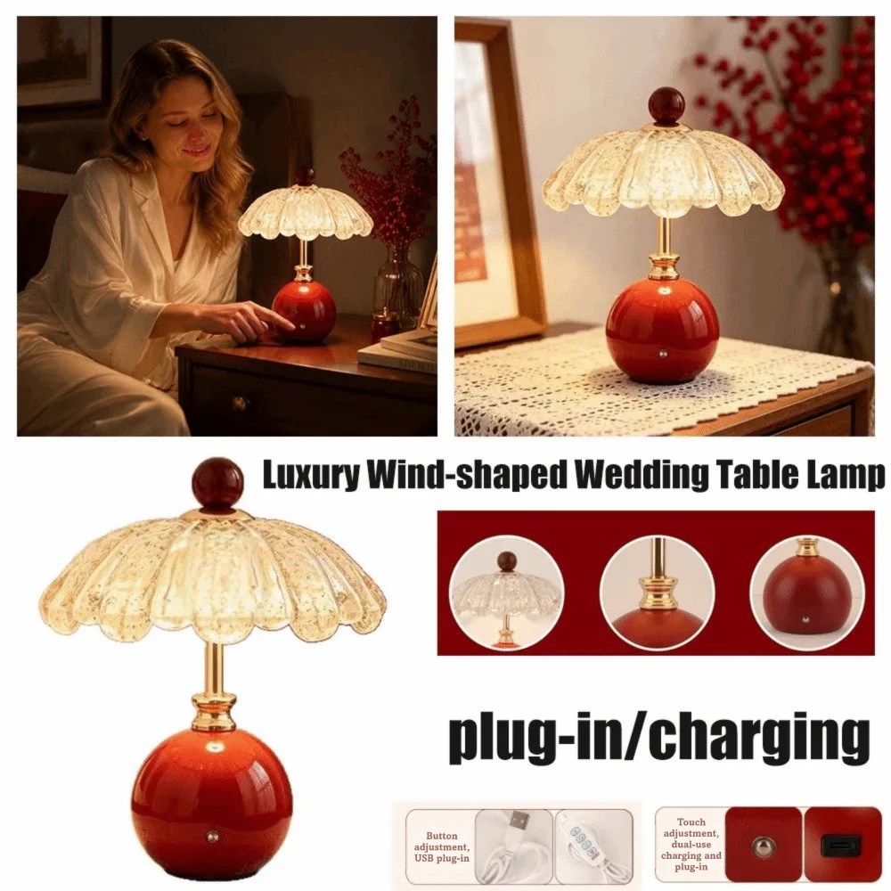 Long Lasting Wedding Table Lamp Three-color dimming Romantic Desk Lamp Dimmable Touch Control Table Lamp Marriage Gift