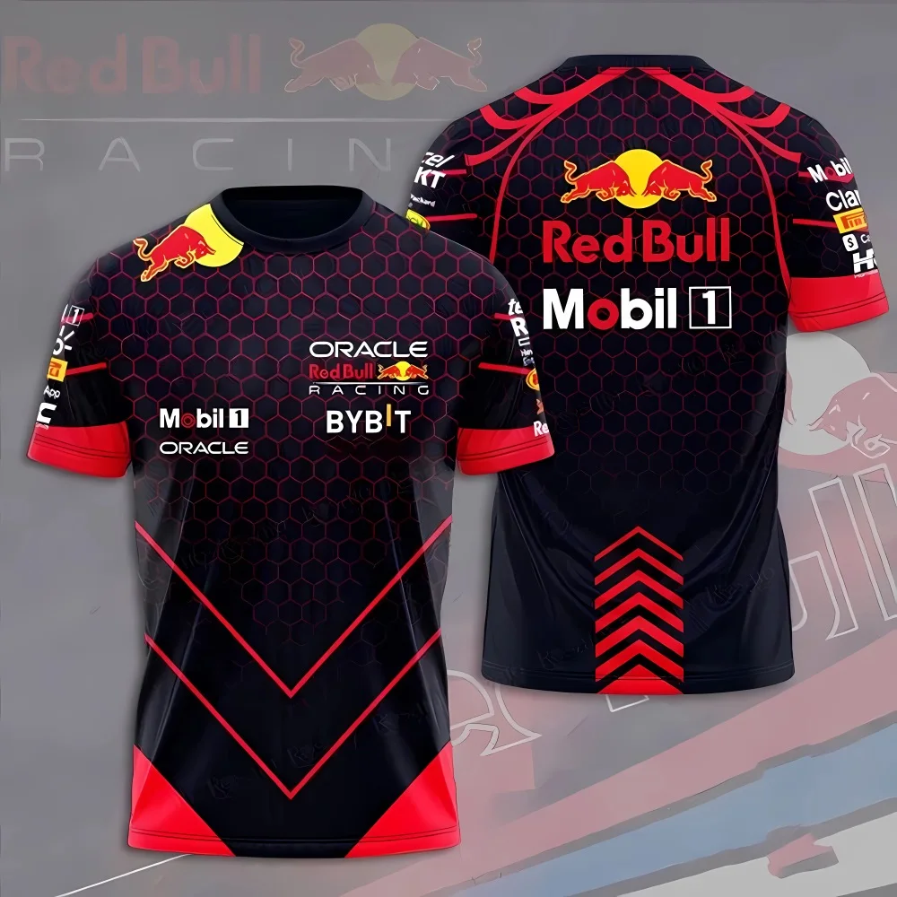 Camiseta de gran tamaño Red Bull para hombre, camiseta del equipo de carreras con estampado 3D, camiseta de manga corta a la moda para motocicleta, ropa para hombre Red Bull