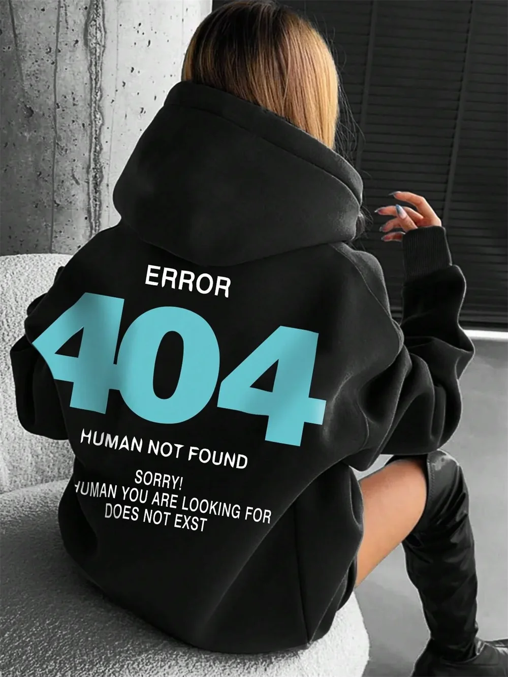 Error 404 Human Not Found sorry! Women\'s Hooded Fashion S-XXXL Hoodies Sweatshirts Hip Hop Streetwear Loose Pullover Punk Tops