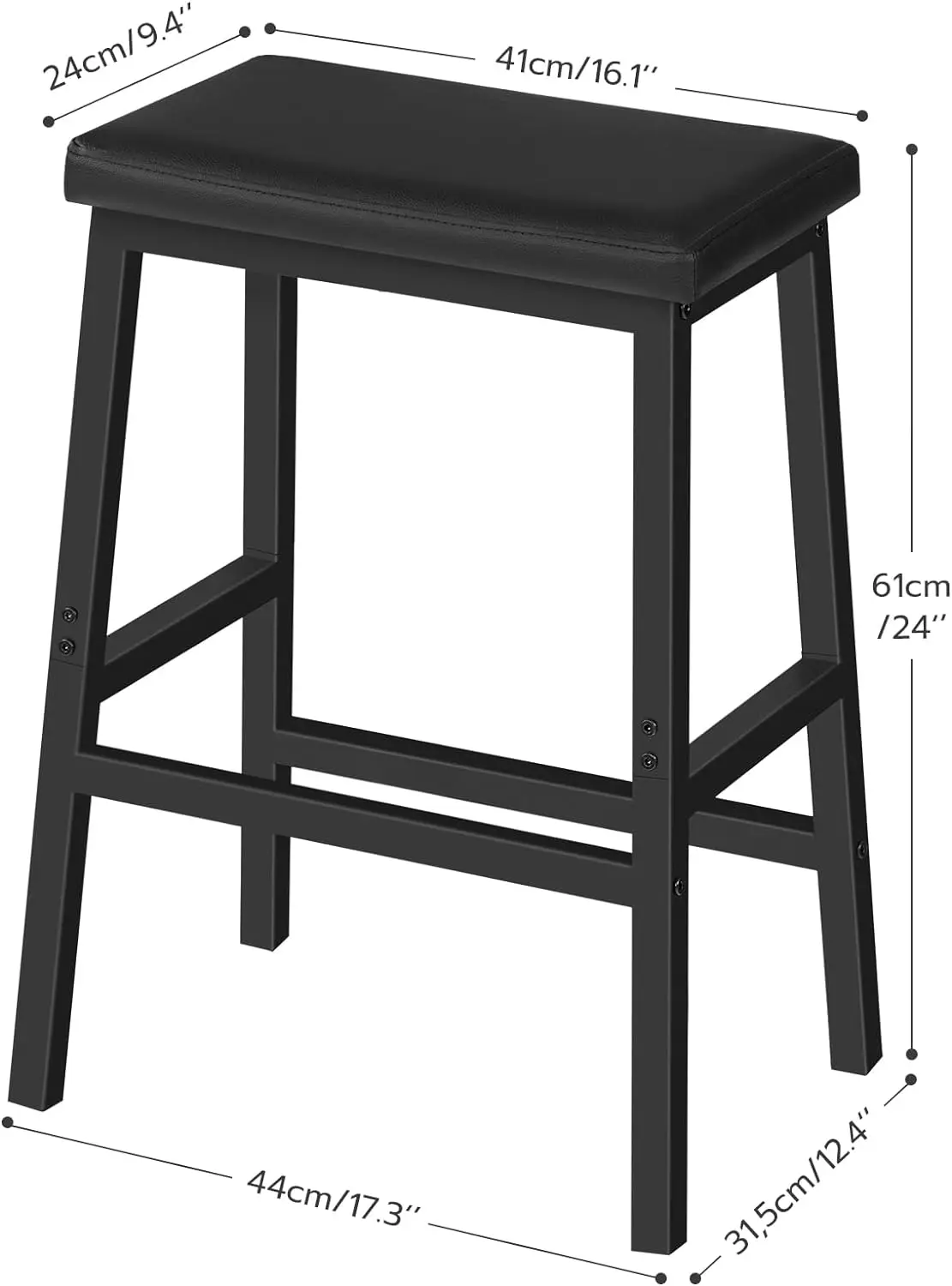 24 "Set Van 2 Bar Stoelen, Pu Leer Gestoffeerde Ontbijt Krukken, Eenvoudige Montage, Geschikt Voor Keuken, Bar, Eetkamer,