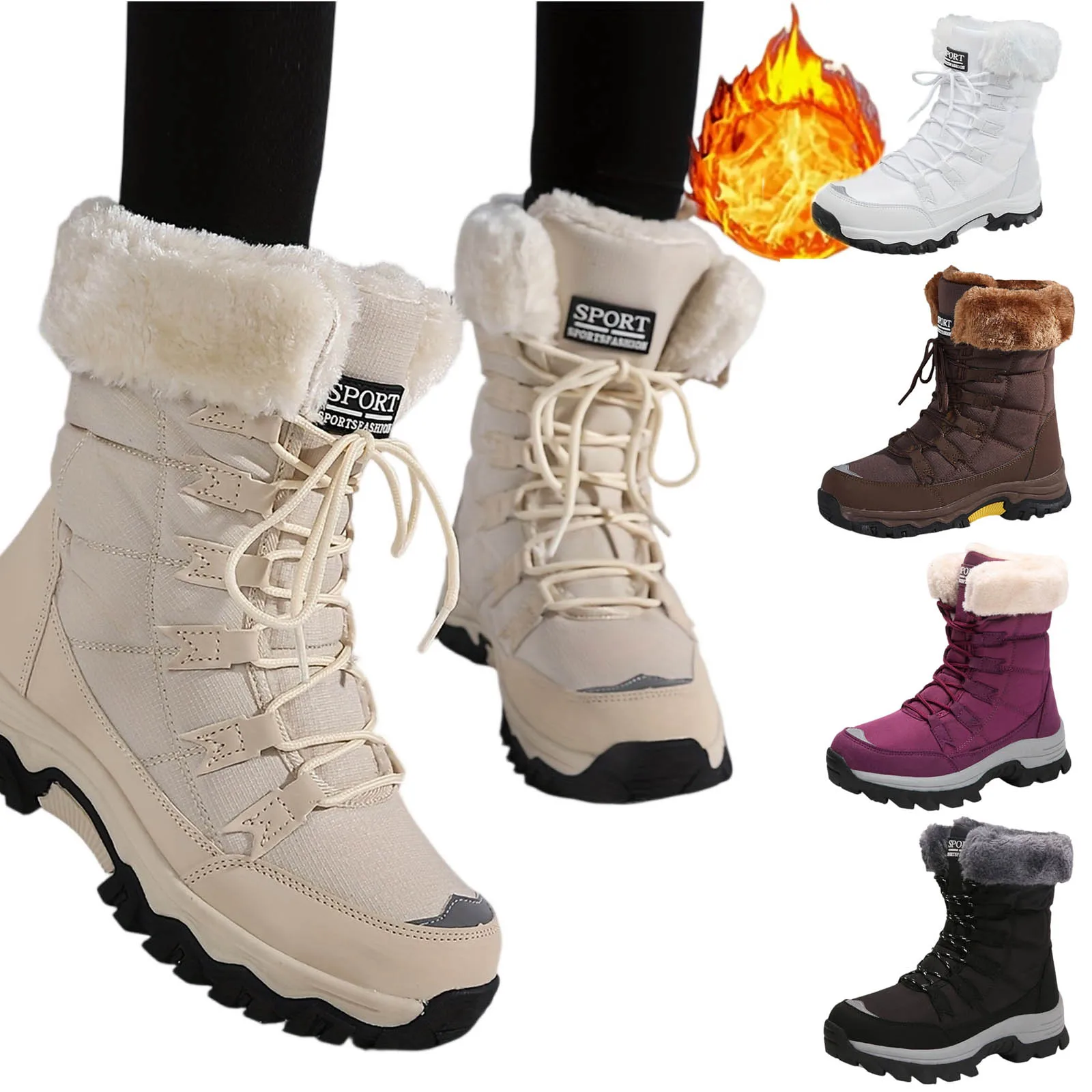 أحذية نسائية للخريف والشتاء الدافئ بلون سادة أحذية نسائية غير رسمية وأنيقة عالية الجودة أحذية سميكة أحذية نسائية Mujer