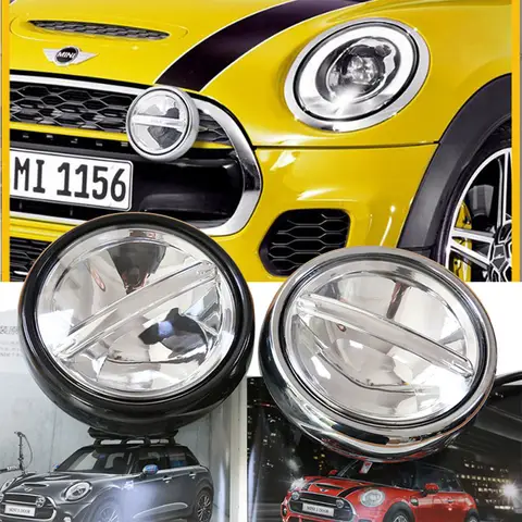 Bmw 미니 쿠퍼 R55 R56 R60 F55 F56 추가 헤드 라이트 용 2PCS LED DRL 주간 러닝 라이트