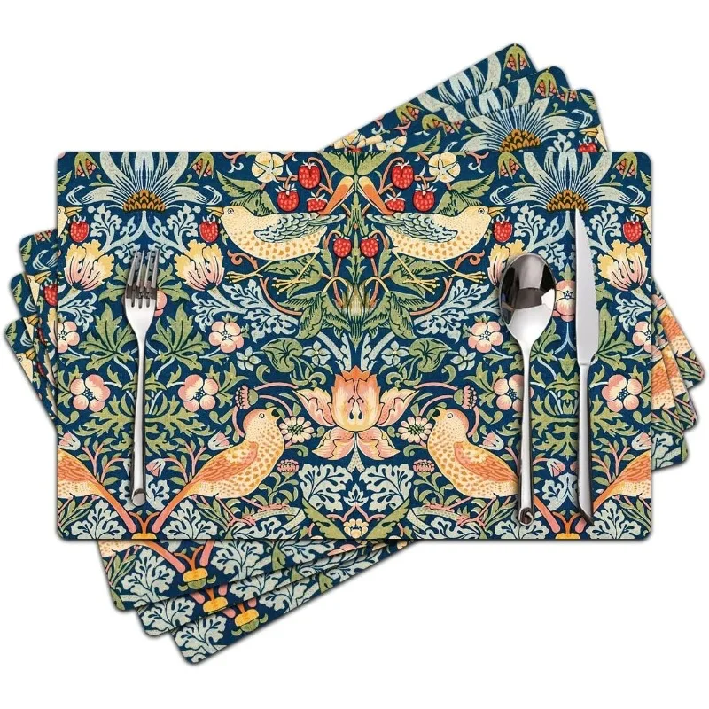 Tischsets mit Erdbeer-Schwein-Motiv, bedruckt, Ölgemälde-Tischsets, hitzebeständig, Esstischwäsche, wiederverwendbar, Tischset, Geschirr-Pads