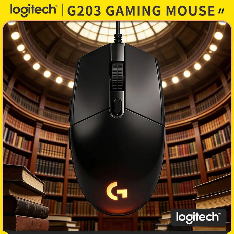 

Logitech G203 Wired Gaming Mouse 200-8000 DPI LIGHTSYNC RGB 6 Buttons On-Board Memory 2.1m Cable Ergonomic for Long Sessions