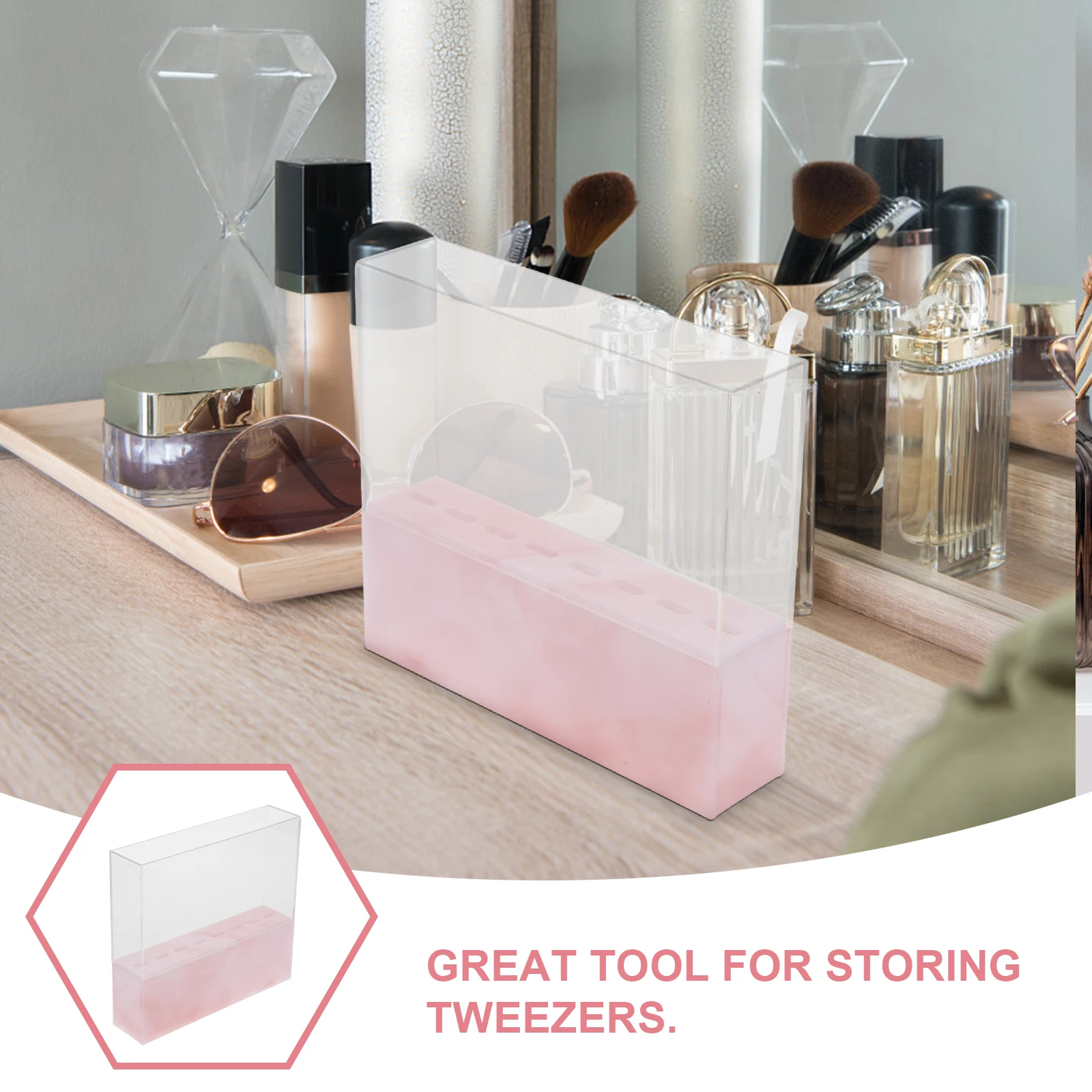 

8 Holes Tweezer Storage Rack Acrylic Marble Eyelash Tweezer Holder Display St Beauty Tool ganizer Makeup Brush Shelf