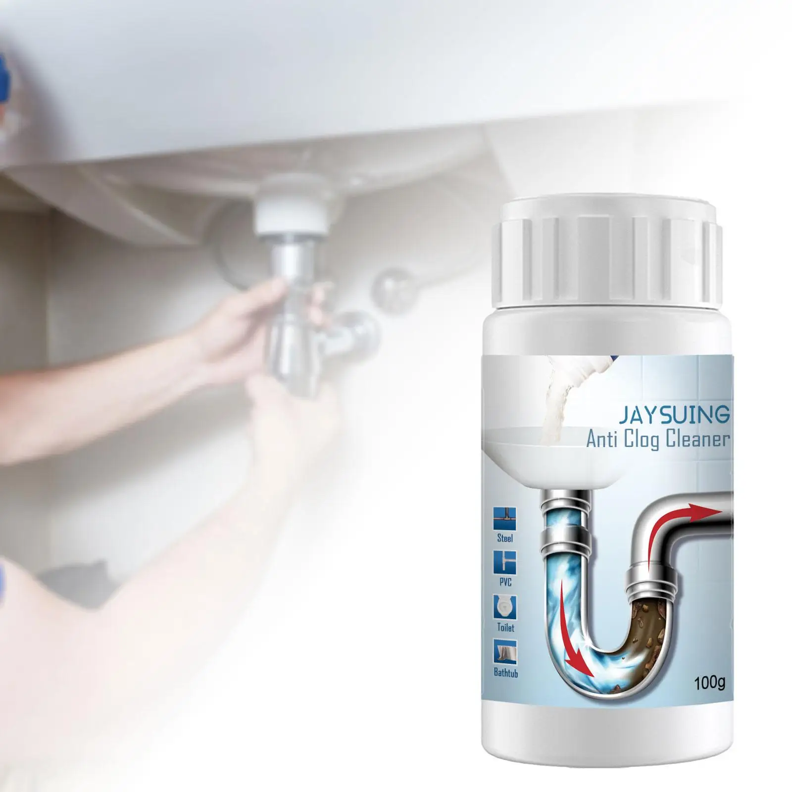 

Drain Clog Remover Drain Cleaner Pipe Dredge Agent for Pipes Bathtub Kitchen