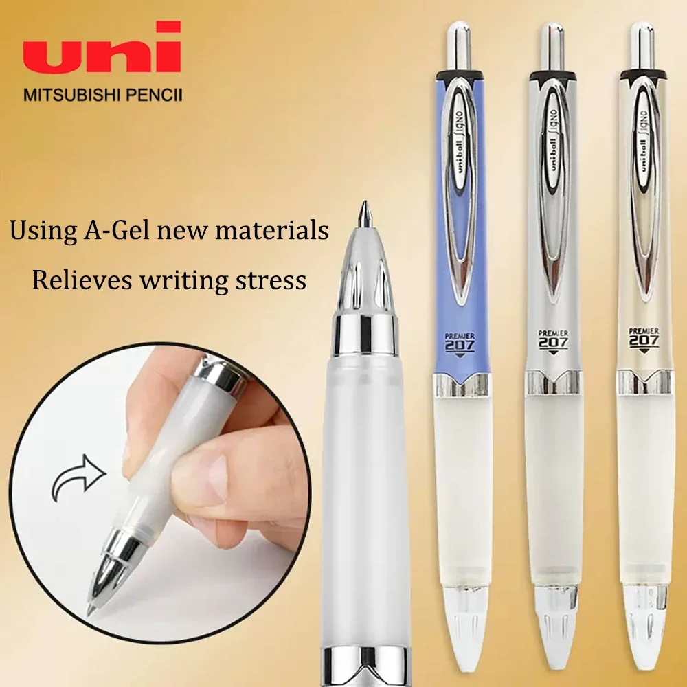 Japan UNI Anti-fatigue Gel Pen UMN-207GG Comfortable Soft Grip Refillable Refill Oil Pen 0.5mm Office Stationery School Supplies