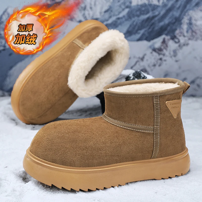 CYYTL Snow Boots Mens Winter Shoes Fur Warm Casual Leather Platform Outdoor Sport Hiking Designer Luxury Ankle Cowboy Sneakers