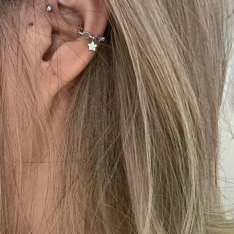 New Fashion Star Ear Clips Ear Bone Nail Shiny Ear Cuff Trendy Earring For Women Accessory