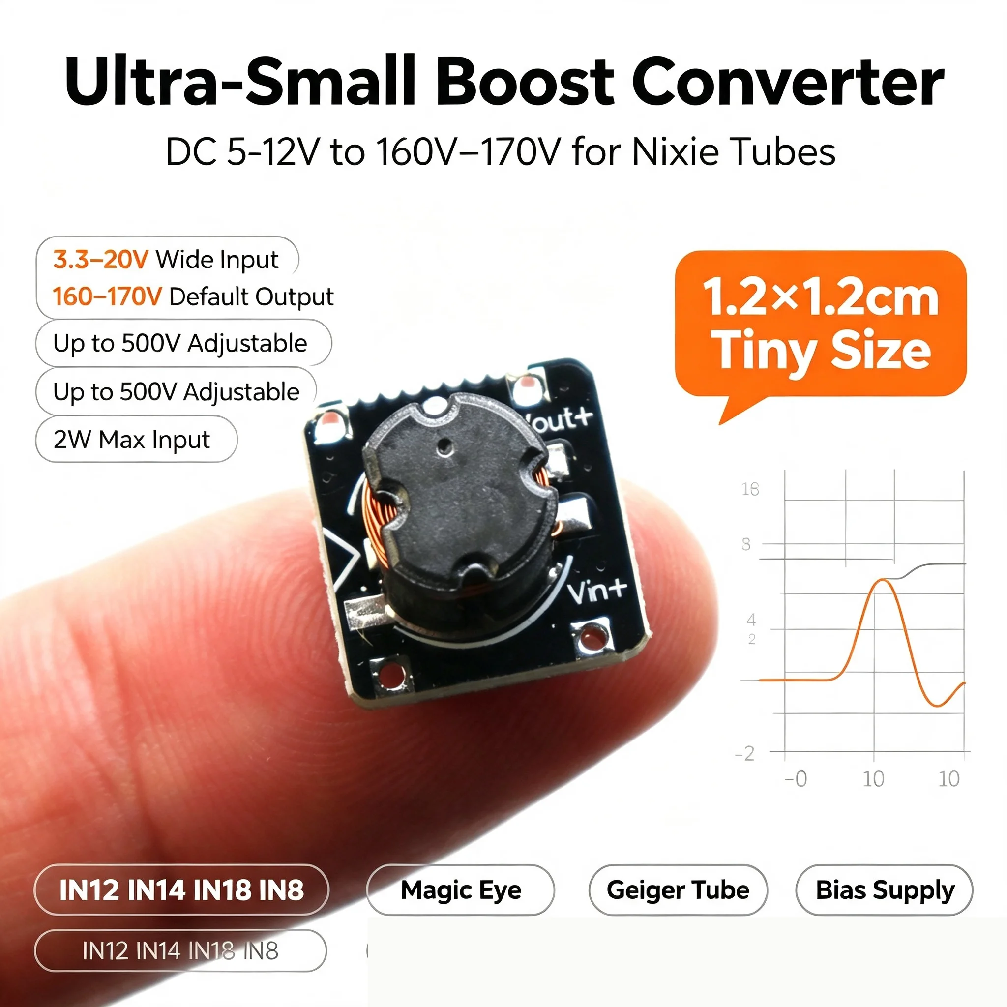 DC-DC Nixie Boost Converter 3.2‑20V 5V 12V To 160V 170V Ultra‑Small HV Power Supply For CLOCK Tube IN12 IN14 IN18 IN8 6E1 6E2