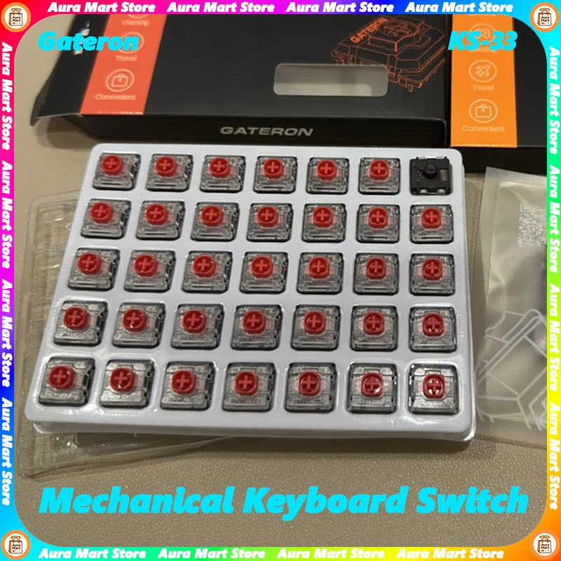 GATERON KS-33 Silent Low-Profile Mechanical Keyboard Switch 3 pin 60Million Cycles Factory Self-Lubricating Keyboard Accessories