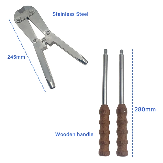 Duże szczypce do cięcia drutu ze stali nierdzewnej Kirschner Pin Cutter Drewniany uchwyt Instrument do chirurgii ortopedycznej