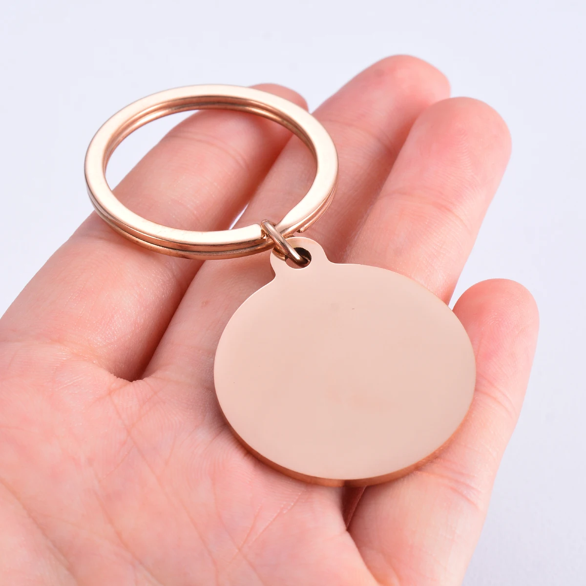 1Pc Stainless Steel 20/25/30mm Round Stamping Blanks Keychain Simple Pendants for DIY Custom Logo Phone Pet Accessoriess