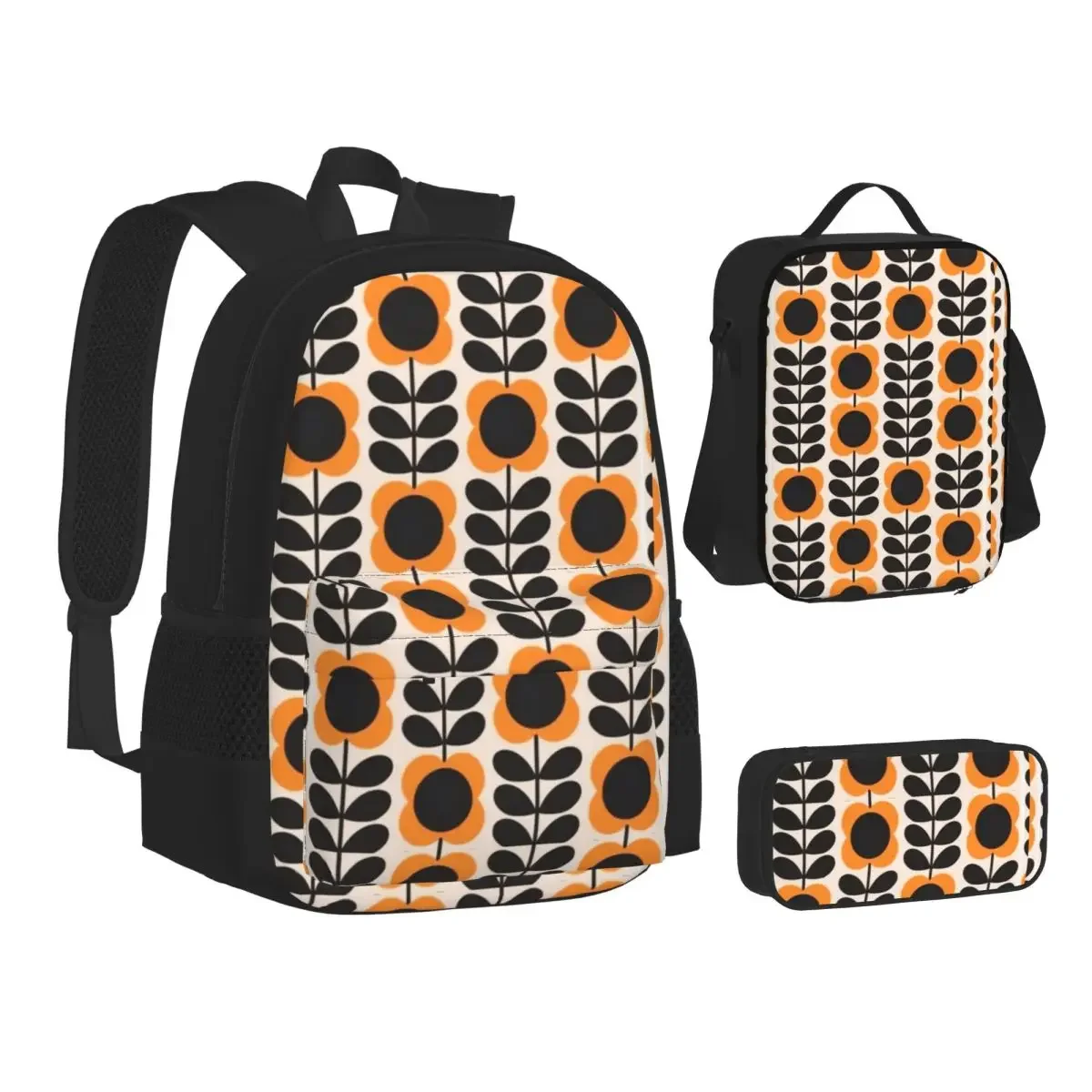 Orla Kiely-Sac à Dos à Motif Floral Coloré pour Garçon et Fille, Cartable d'École, Dessin Animé, pour Déjeuner, Stylo, Ensemble de Trois Pièces