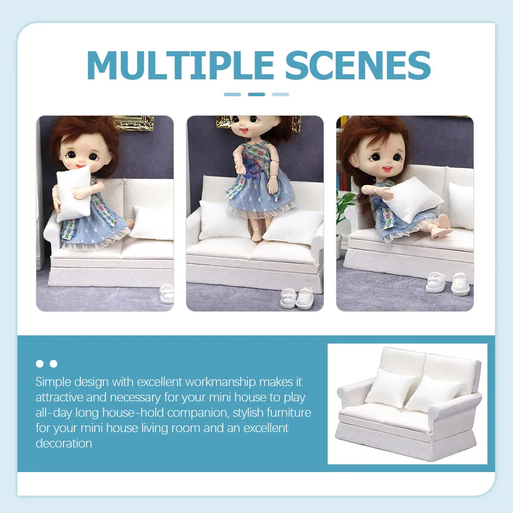 

Miniature Sofa Furniture Stylish Living Room Decor Safe Durable Adornment DIY Mini House Use Kids Arrange Freely Excellent