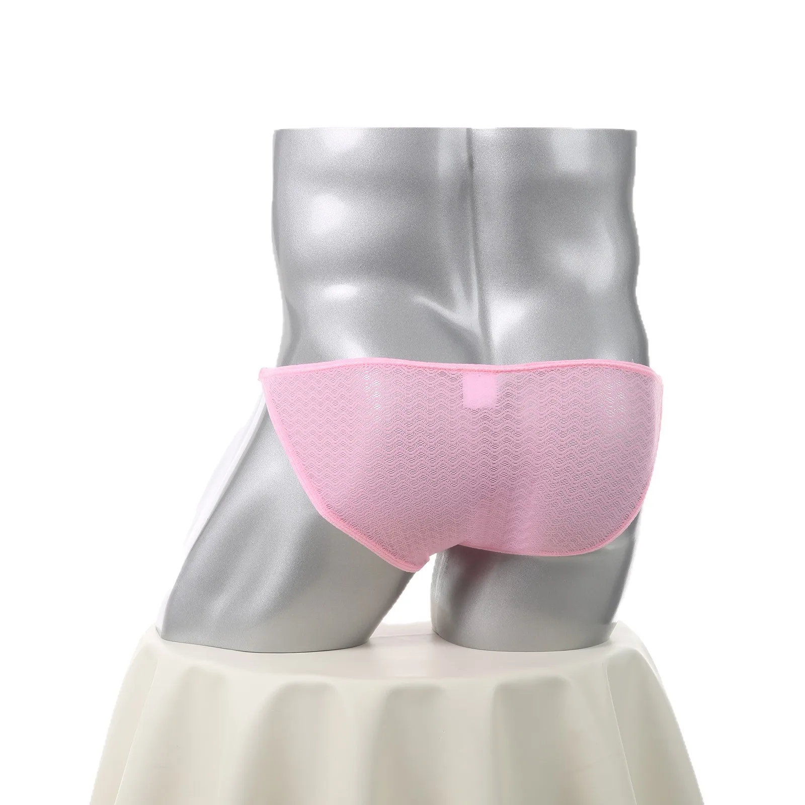 Celana Dalam Pria Model Segitiga Berenda Seksi, Bahan Bernapas Motif Riak Air, Celana Dalam Segitiga Kecil yang Menyenangkan, Model Low-rise Warna Solid, Lingerie Seksi