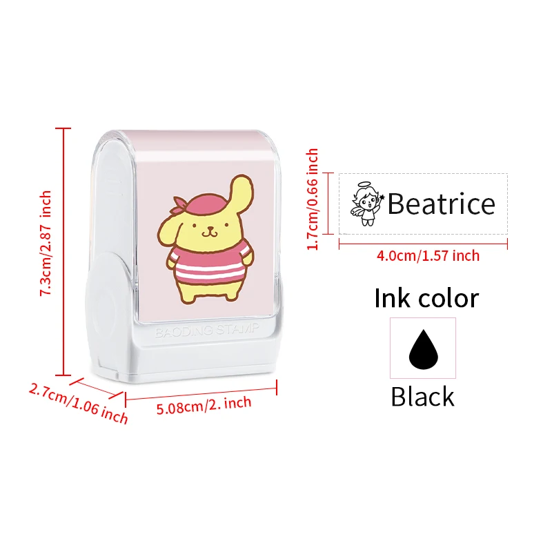 Custom Waterproof Name Stamp With PomPomPurin Designs For Christmas Gifts Perfect for School Supplies Personal Organization