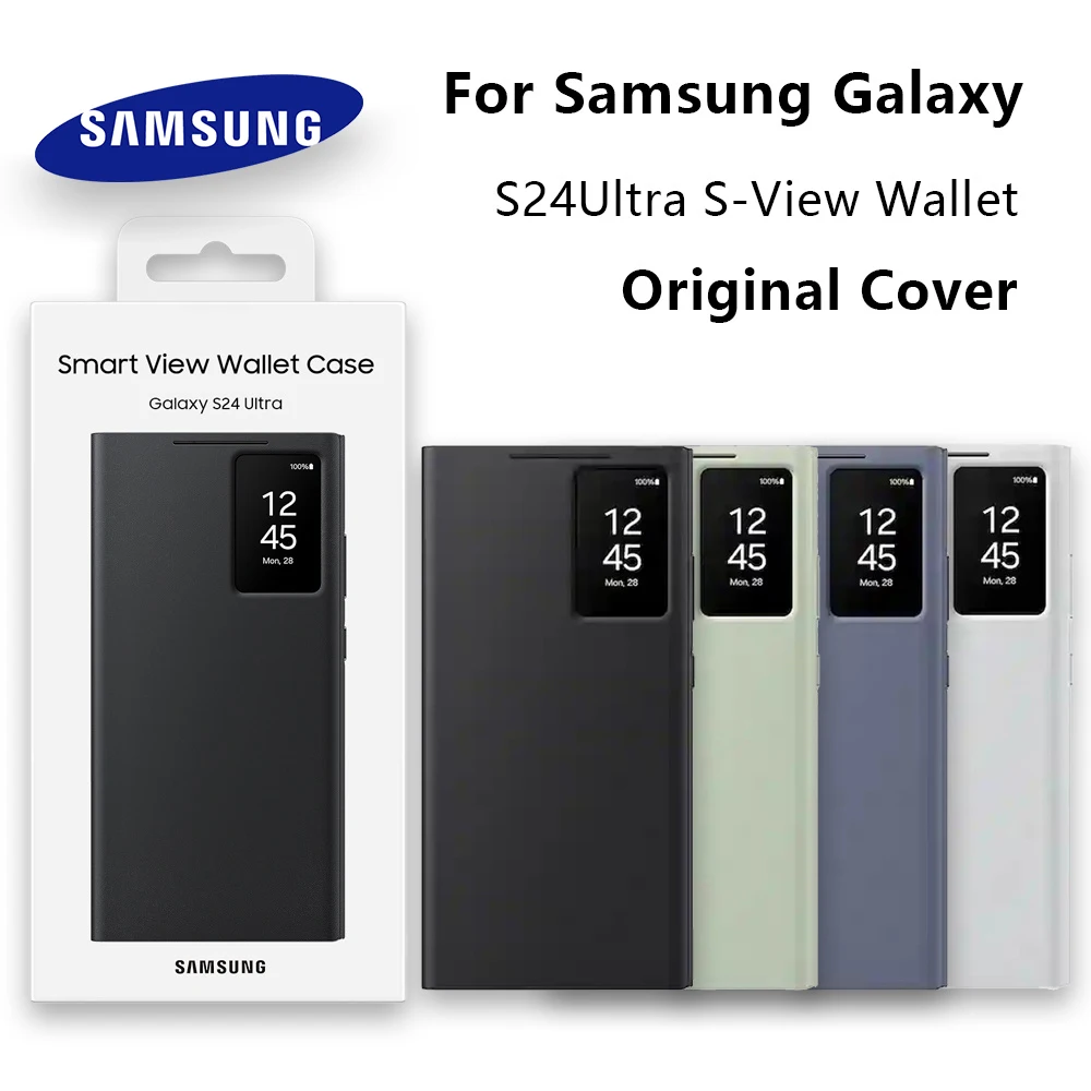 Original For Samsung Galaxy S24 Ultra S-View Wallet Case High Quality Leather Cover For S24Ultra Protector Shell & Box