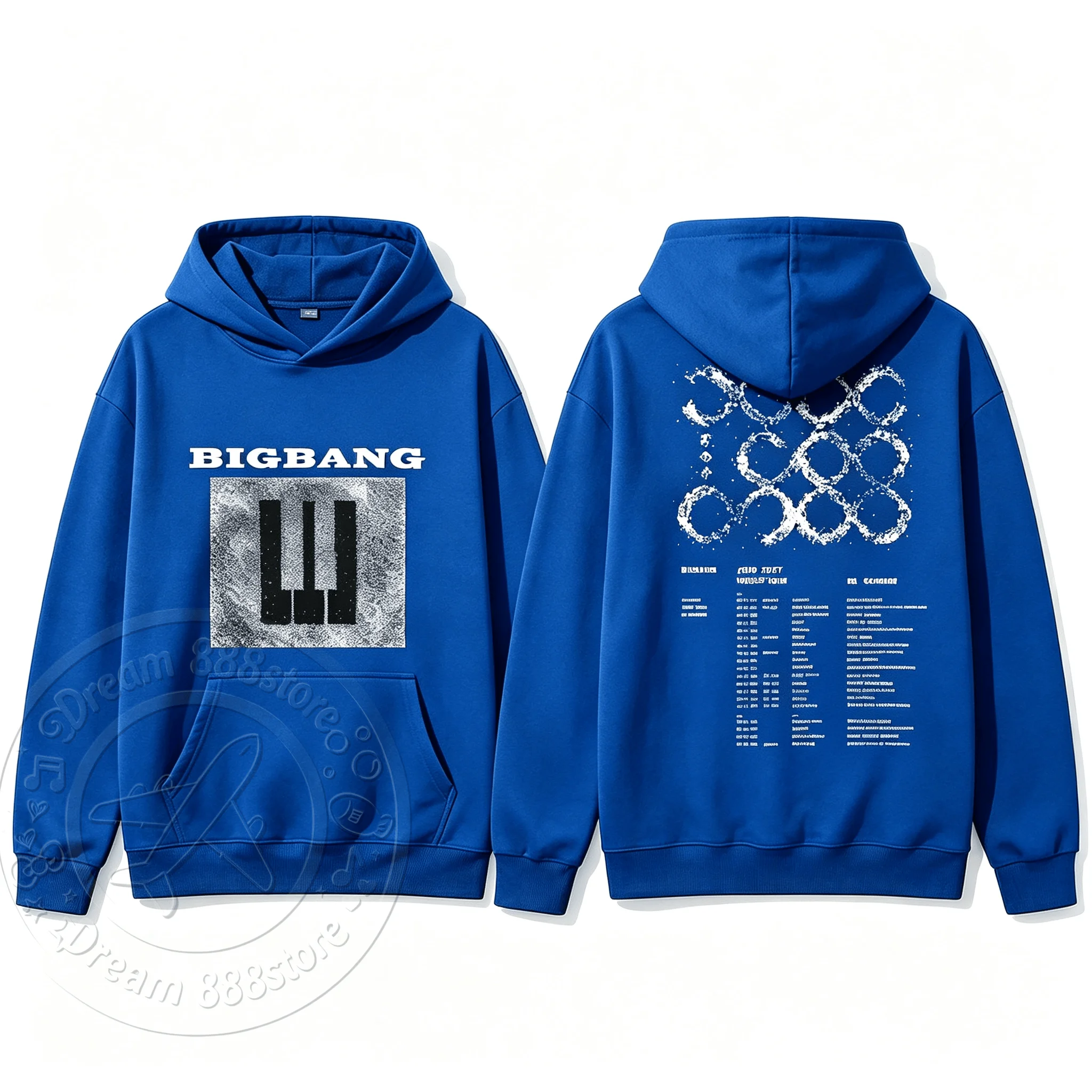 2026 BIGBANG 20. Jubiläums-Konzert Hoodie mit beidseitigem Tour-Liste-Druck, Unisex, Oversized, locker, lässig, Kpop Kapuzenpullover – Detail 7