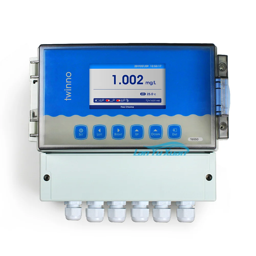 

T6550 Online Residual Chlorine Meter Controller for Water Treatment Digital Total Electrode Probe Sensor