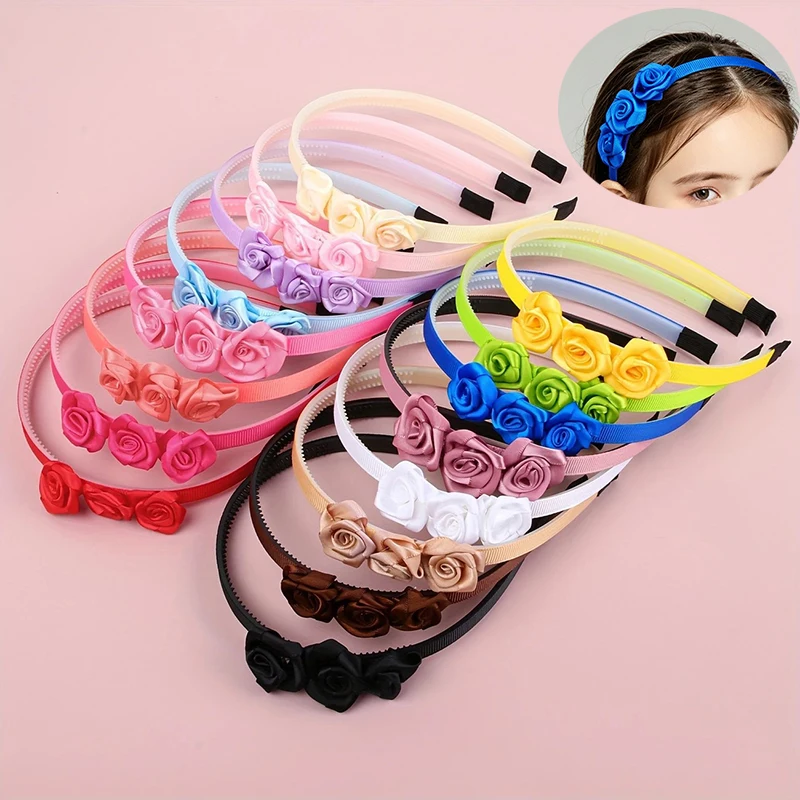 

Handmade Woven Rose Flower Hair Band Boho Colorful Floral Headband Daily Party Hair Accessories for Women Girls Birthday Gift